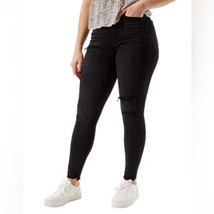 American Eagle Outfitters Curvy Long Black Distressed High-Rise Skinny Jeans